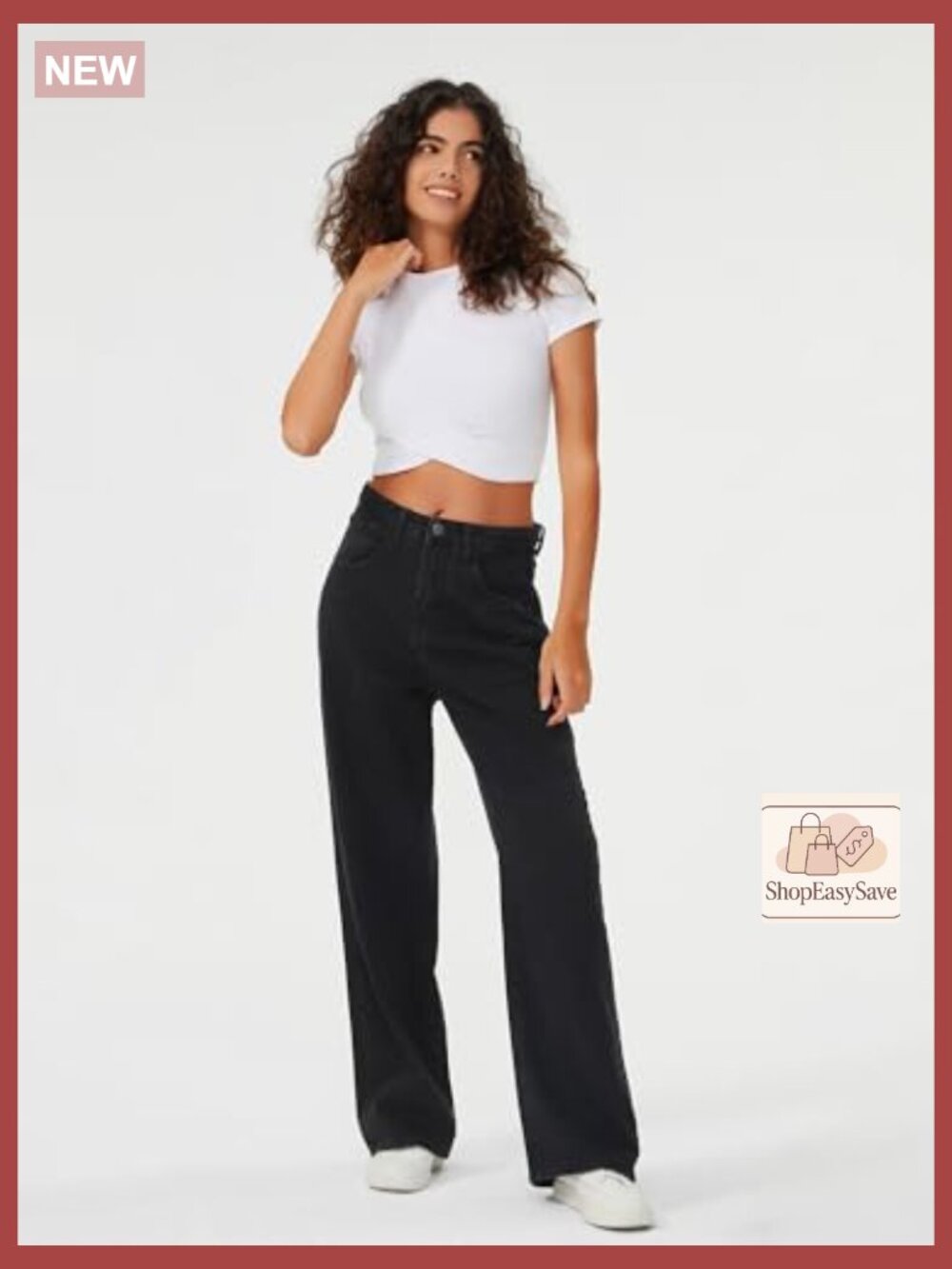 Baggy High Waisted Wide Leg Jeans Y2K Trendy Loose Fit Denim Pants - Picture 4 of 7